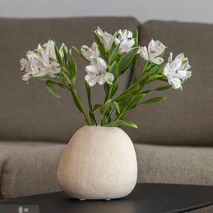 Ceramic Vase | Handmade Minimalist Vase | Organic Sculpture &quot;Eggshell&quot; | Unglazed Clay Art | Wabi Sabi Home Decor