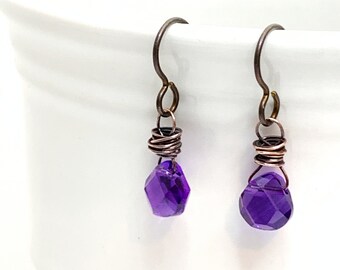 030 Kupfer Niobium Amethyst Tropfen Ohrhänger Hypoallergen