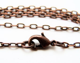 1 Finished Necklace Chain 20 inch Antique Copper Flattened Drawn Cable 2.1 x 4.2mm item 096