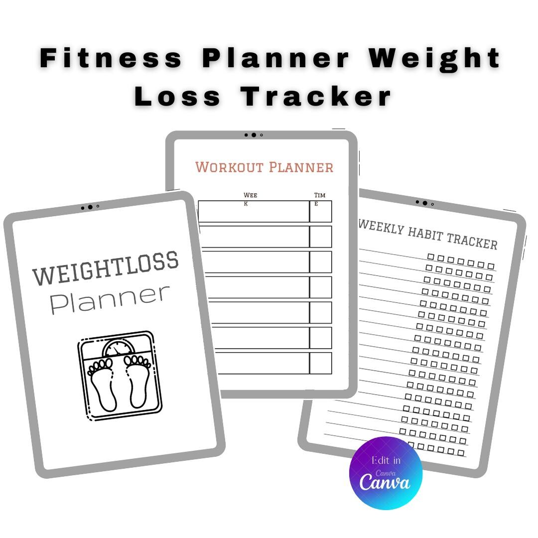 Fitness Planner & Weight Loss Tracker | A5 Printable Wellness Journal ...