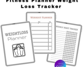 Fitness Planner & Weight Loss Tracker | A5 Printable Wellness Journal | Health-Diet Tracker