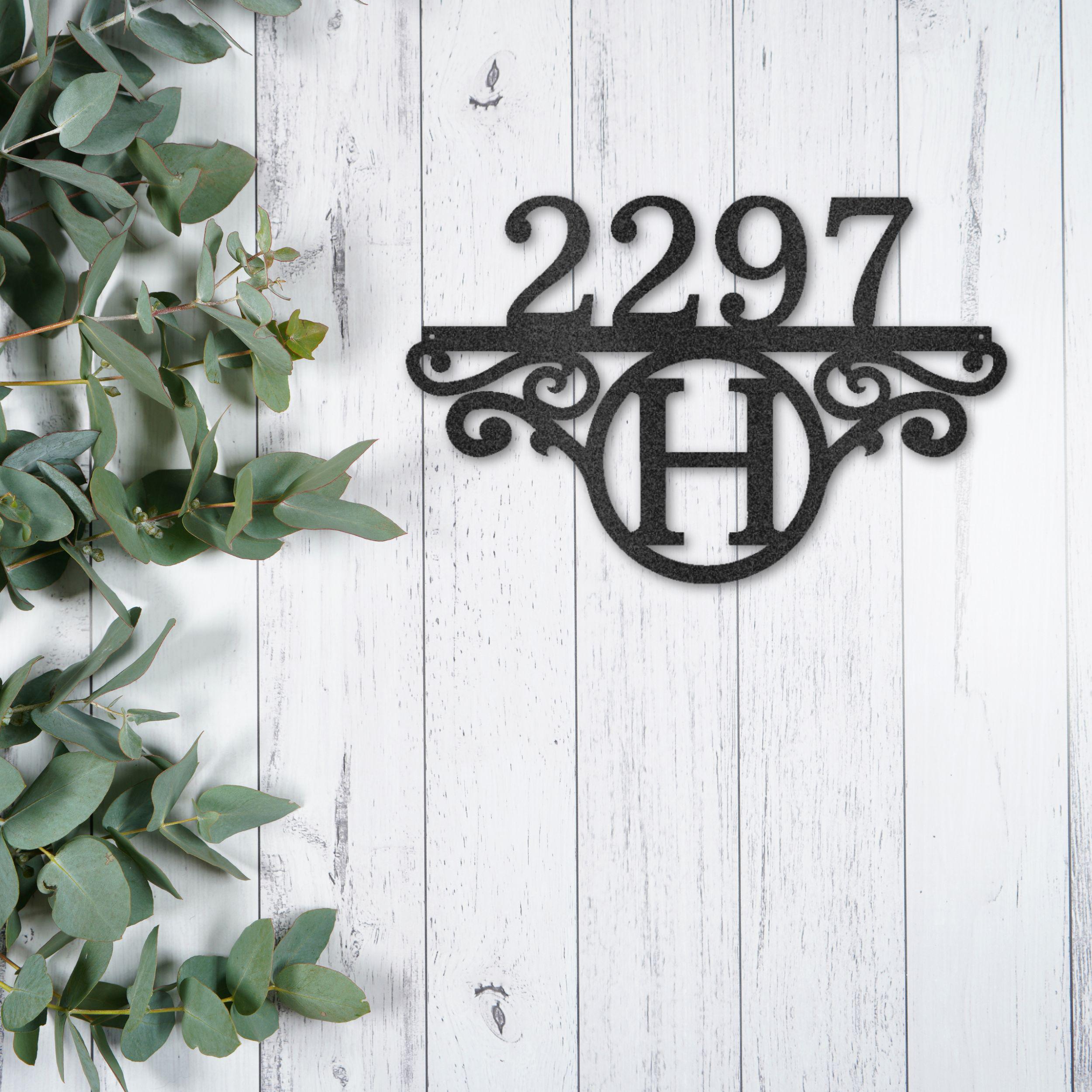 Custom Address Monogram Metal Sign, Metal House Number Sign, Address ...