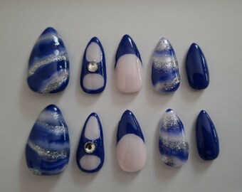 Midnight Marble Custom Press On Nails