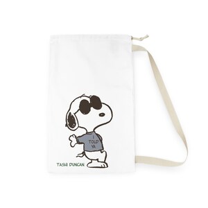 Coole cartoon hondenwaszak met I Told Ya Quote-print, grappige oversized opbergzak voor vuile kleren, opberger voor op reis of slaapzaal