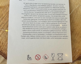 Instructions for Use & Safety for 3D Products | Digital Download PDF | Package Insert for Handmade DIY Sellers