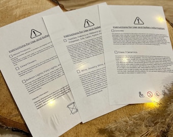 Instructions & Safety Instructions A6 | PNG template for handmade products | digital download for checking in English