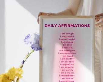 Tägliche Affirmationen, Affirmationen für Kinder, Klassenzimmer Poster, Spielzimmer Poster, Affirmationen Poster, Homeschool Dekor, I Am Kind Smart Loved