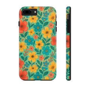 Floral Tough Phone Case: Vibrant Lexan Plastic, Shock Absorbent