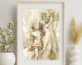 Apollo and Daphne Print | Bernini Statue Wall Art, Greek Mythology Decor, Baroque Love Story Poster | Digital Download