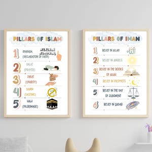 Pillars of Islam & Iman Druckbares Wandkunst Set für muslimische Kinder - Islamisches Lernposter - Muslimisches Kinderzimmerdekor - Digitaldownload