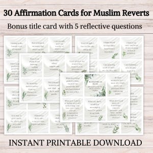 Cartões de Afirmação Islâmica para Novos Muçulmanos Convertidos – 30 Citações Positivas Baseadas na Fé para Convertidos | Download Digital | Presente de Eid | Suporte para Convertidos