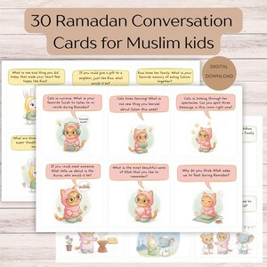 Carte di conversazione per il Ramadan per bambini musulmani / Gioco Iftar (Download digitale)