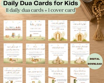 My Daily Duas for Kids Printable Cards| Islamic Dua Cards for Kids| Muslim Routine Flashcards| Arabic Dua Printable | Islamic Learning Cards