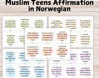 Muslim Teens Affirmation Cards in Norwegian (Digital Download)