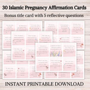 30 Islamic Pregnancy & Labour Affirmation Cards | Muslim Birth Plan Printable | Digital Gift for Mom-to-Be | Muslim Pregnancy Support