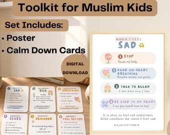 When I Feel Sad Islamic Emotional Regulation Toolkit | Muslim Kids Feelings Cards | Coping Skills Activity | Quran Reminder | Printable PDF