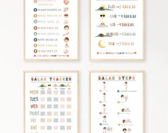 Islamic Prayer Learning Bundle | Wudu, Salah Steps, Fardhu Tracker (Digital Download)