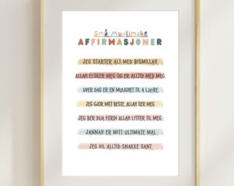 Norwegian Muslim Kids Affirmations Print | Islamic Nursery Decor (Digital Download)