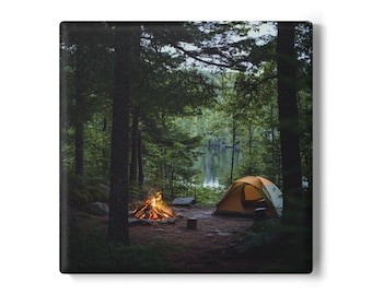 Naturinspirierter Keramikuntersetzer, rustikales Wohndekor, Camping Geschenk, Kaffeetischzubehör, Outdoor-Liebhabergeschenk, Geburtstag, Ehemann, Frau