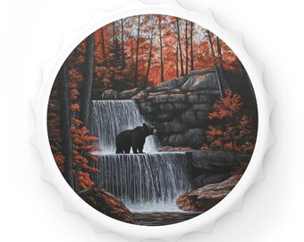 Bear Waterfall Bottle Opener, Rustic Kitchen Decor, Gift for Nature Lover, Camping Accessories, Outdoor Barware, Him or Her, Husband, Wife