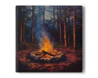 Camping Vibes Keramikuntersetzer, rustikale Wohnkultur, Camping Geschenk, Untersetzer für Outdoor-Liebhaber, Feuerstelle Party Dekor, Untersetzer für Naturthemen