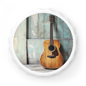 Rustic Vintage Guitar Art Bottle Opener, Unique Gift for Musicians, Home Bar Decor, Vintage Bottle Cap Remover, Gift for Music Lovers
