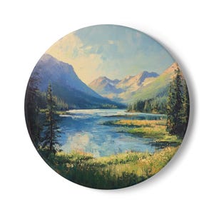 Serene Nature Ceramic Coaster, Scenic Lake View Drink Coaster, Home Decor, Gift for Nature Lovers, Table Decor, Cottage Style