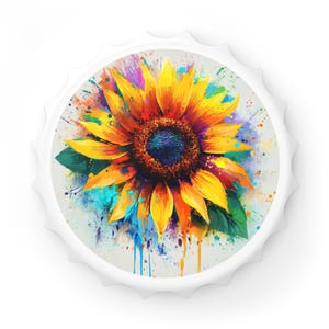 Colorful Sunflower Bottle Opener, Vibrant Kitchen Decor, Unique Gift for Beer Lovers, Summer BBQ Essential, Handmade Kitchen Tool, Birthday