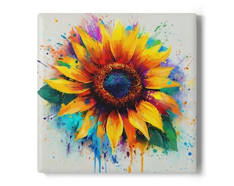 Stunning Sunflower Ceramic Coaster, Floral Drink Coasters, Kitchen Decor, Home Accessories, Table Protector, Birthday, Mom, Wife, Gift