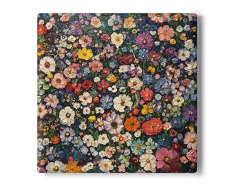Blumen-Keramik-Untersetzer, bunte Getränkeuntersetzer, Wohnkultur, Geschenk für Gartenliebhaber, Housewarminggeschenk, Vintage botanischer Stil