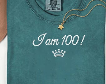 T-shirt 100e verjaardag | Shirt 100e verjaardag Cadeau voor haar I Pearl Letter Design