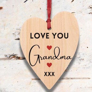 Gift for Grandmother Love You Grandma  Wooden Ornaments,  Mother&#39;s Day Present, Family Keepsake, Christmas Decoration Granny Gift