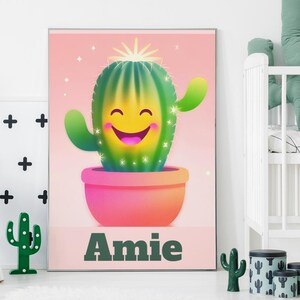 Benutzerdefinierte niedlicher Kaktus Wand Kunst Poster für Kinder und Kleinkinder Kaktus Kinderzimmer Bild für Kinder Kinderzimmer Kunstdruck, Kleinkind Wanddekoration