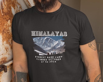 ヒマラヤ登山Tシャツ：エベレストベースキャンプハイキングギフト