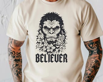 Bigfoot T-Shirt, Sasquatch Tee, Yeti Shirt Outdoor Adventure Clothing, Cryptid Apparel Gift For Her Monster Shirt Gift for Halloween