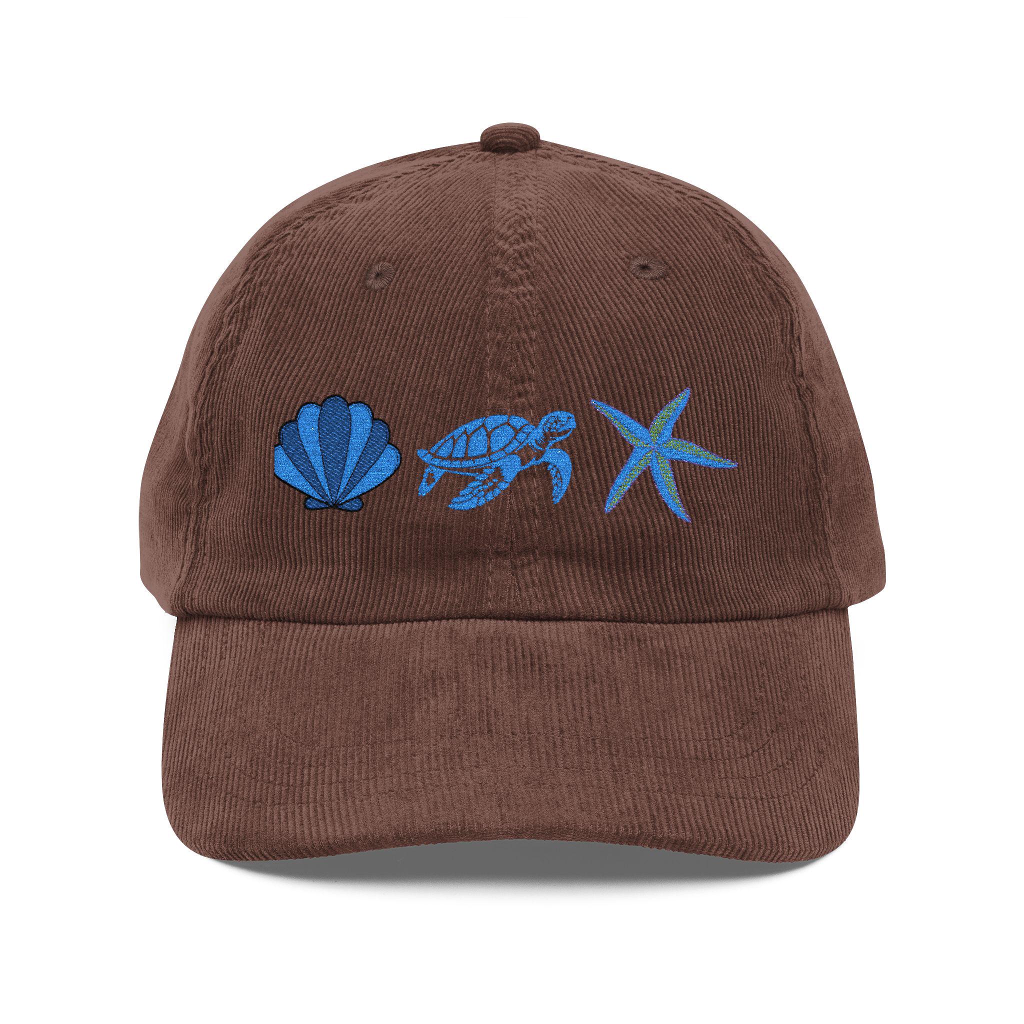 Brown Corduroy womens Baseball Cap with Light Blue \'84\' Patch Women main image 3