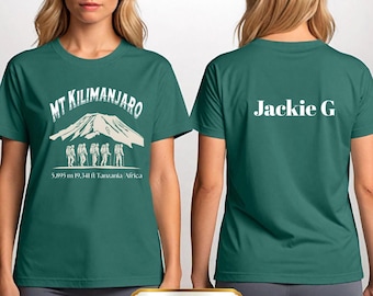 キリマンジャロ山グラフィックTシャツ | ユニセックス吸湿発散性Tシャツ、タンザニアTシャツ、登山家やハイカーへのギフト