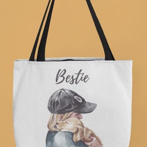 Dog Lover Tote Bag Personalized Bestie Dog Tote, Animal Lover Gift Cute Pet Tote, Reusable Grocery Bag, Dog Mom Gift