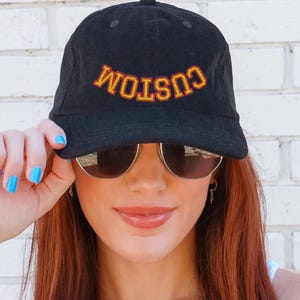 Custom Upside Down Embroidered Cap Custom Corduroy Hat Custom School Hat Make Your Own Personalized Cap Custom Embroidered Hat