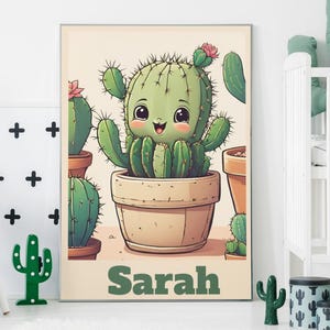 Benutzerdefinierte niedlicher Kaktus Wand Kunst Poster für Kinder und Kleinkinder Kaktus Kinderzimmer Bild für Kinder Kinderzimmer Kunstdruck, Kleinkind Wanddekoration
