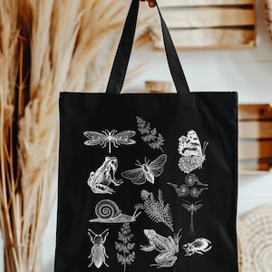 Insect & Reptile Cotton Canvas Tote Bag: Naturecore Style