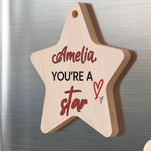 Custom You&#39;re a Star Decoration Wooden Ornament Personalized Decor Thoughtful Gift Keepsake, Thank You Star Gift