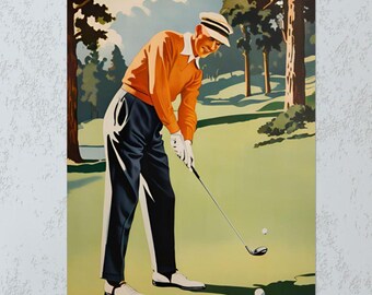 Vintage Golf Poster: Elegant Golfing Wall Art Print