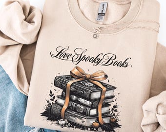 不気味な読書好きスウェットシャツ | ハロウィンギフト、心地よい秋服、ユニセックスクルーネック、文学ギフト、読書スウェットシャツ、楽しい秋ファッション
