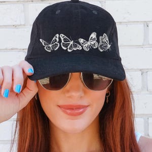 Embroidered Butterfly Cap Custom Corduroy Hat, Butterfly Hat  Embroidered Hat, Gift for Her, Beach Hat for Women