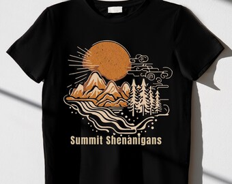 いたずらサミットシェナニガンズハイキングTシャツ | マウンテンハイキンググループシャツ