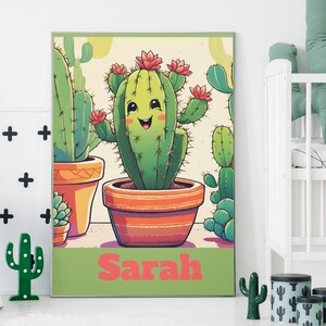 Benutzerdefinierte niedlicher Kaktus Wand Kunst Poster für Kinder und Kleinkinder Kaktus Kinderzimmer Bild für Kinder Kinderzimmer Kunstdruck, Kleinkind Wanddekoration