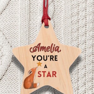 Custom You&#39;re a Star Decoration Wooden Ornament Personalized Decor Thoughtful Gift Keepsake, Thank You Star Gift