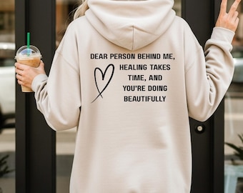 Sudadera con capucha «Eres suficiente», Sudadera con capucha «Querida persona detrás de mí», Sudadera navideña con frase positiva, Sudadera unisex inspiradora