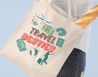 旅行用ベストフレンドコットンキャンバストートバッグ、友情ギフト